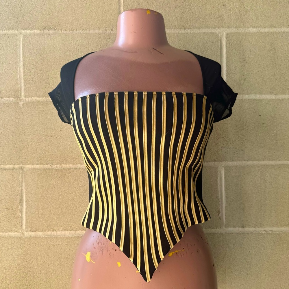 Black and Gold Striped Women's Top